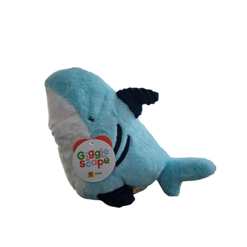 Gigglescape Approx 16" Shark Blue Stuffed Animal Plush Open Pouch Mouth NWT